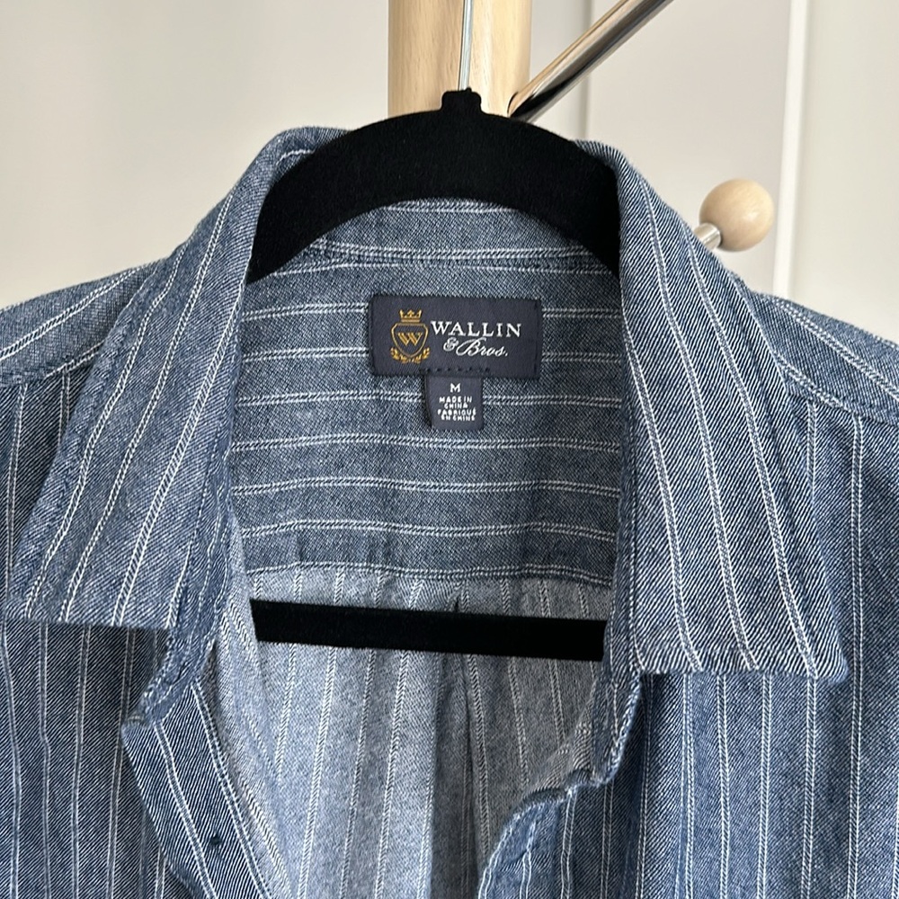 Wallin & Bros. striped denim men’s shirt sz M - Picture 2 of 7